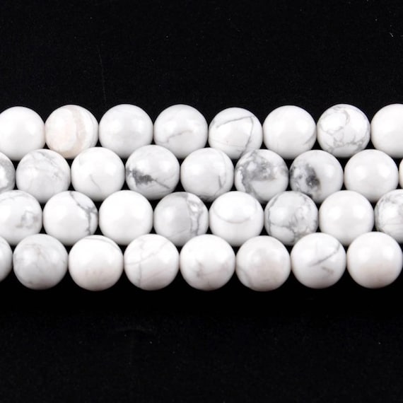 Natural White Marbled Turquoise Stone Beads - Round Natural Stone - 4, 6, 8, 10mm