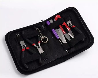 Juego de Herramientas de Joyería de 8 Piezas - Estuche de Transporte de Lona Negra - Suministros para Fabricación de Joyería