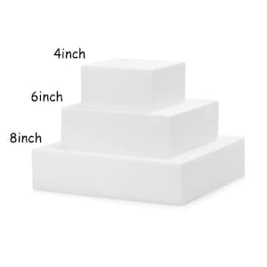 White Styrofoam Square Cake Dummy 4-8 Inch - Polystyrene Foam Shapes - Cake Making