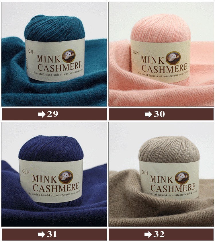 Mink Cashmere Yarn 50g, 338m - Hand Knitting, Crochet Yarn - Scarf,  Sweater, Baby Blanket