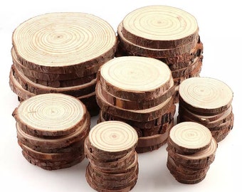 Natürliche Kiefernholzrunden - Unbehandelte Holzscheiben mit Rinde - Scheibchen - Bastelbedarf