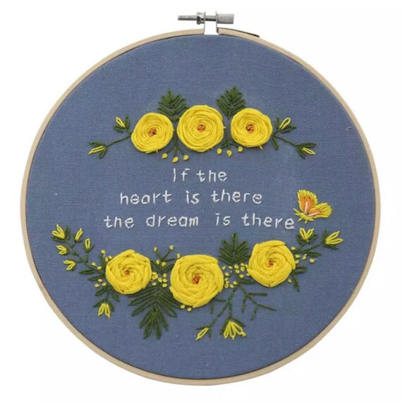 Hand Embroidery Kit for Beginners 20cm - DIY Needlework Craft Project with Pattern - Modern Embroidery  If the Heart is There