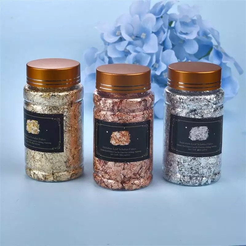 Gold Leaf Flakes, Silver, Rose Gold Filler for Epoxy Resin Craft Supply 