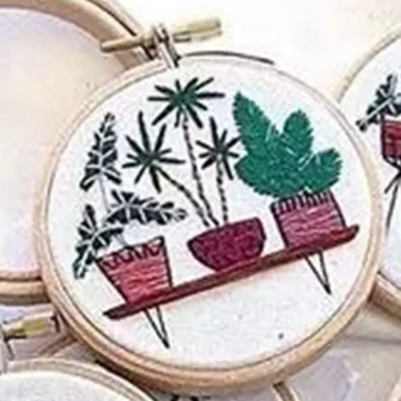 Full Kit with Needlepoint HoopPlant DIY Craft Kit Bird Embroidery Kit