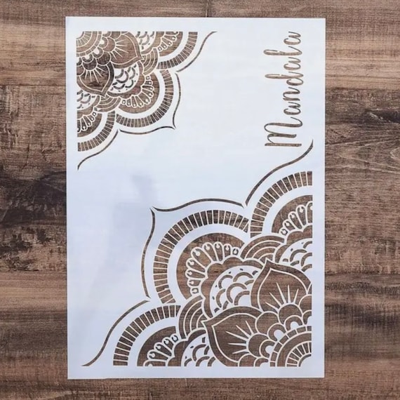 Corner Mandala Wall Stencil #2, A4 - Reusable Stencil - DIY Home Decor