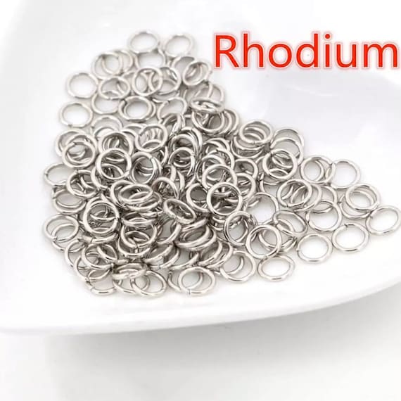 Rhodium Jump Rings Gauge 19 - Single Loop - 200 Pack - 3, 4, 5, 6, 7, 8 or 10mm
