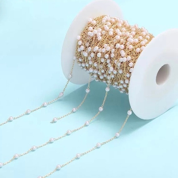 Gold Rosary Chain - Round Pearl Beads - Jewellery Making