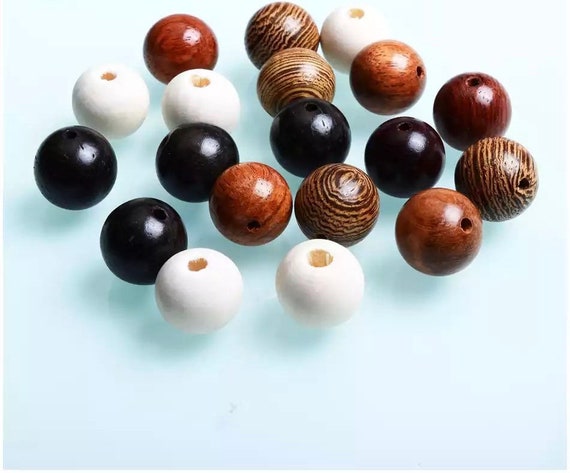 6-12mm Round Wooden Beads - Varnished Natural Wood - Jewellery Making Supplies