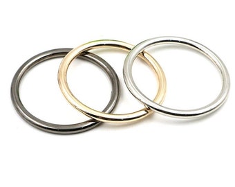 10pcs Metal O Rings - 15-50mm, 0.6-2in - Gold, Silver, Black