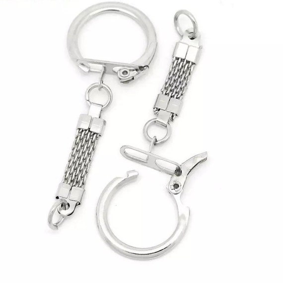 30 Pack Silver Keyrings - Short Chain - Clip Key Ring