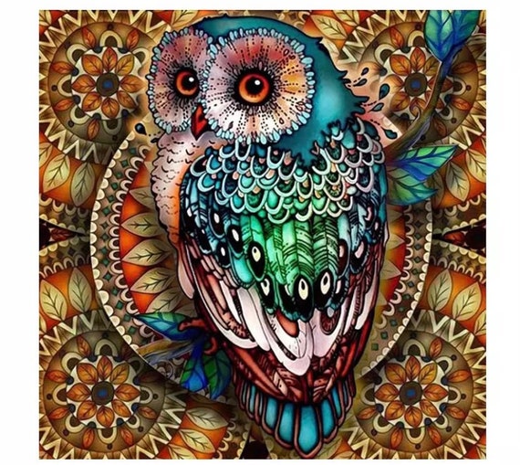 Paint by Numbers Kit - DIY Painting Kit - Gift Idea - Psychedelic Owl - 6 Sizes