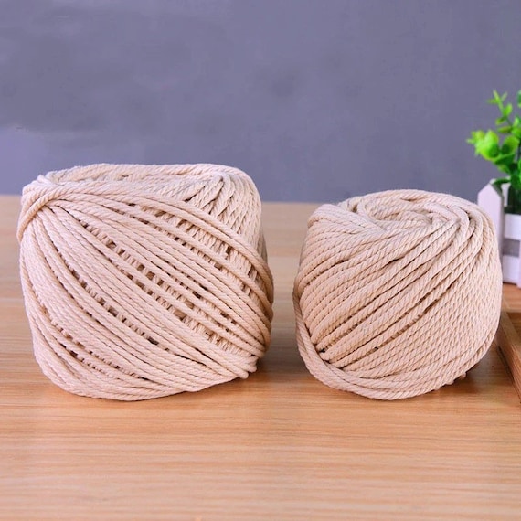 8mm Twisted Macrame Cotton Cord - 50m Cotton Cord - Off White