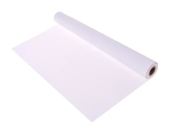 May include: A roll of white paper, partially unrolled, with a brown cardboard core.