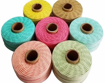 100% Natural Cotton Coloured Macrame Cotton Cord -  2mm, 80m (87yd) -  11 Colours