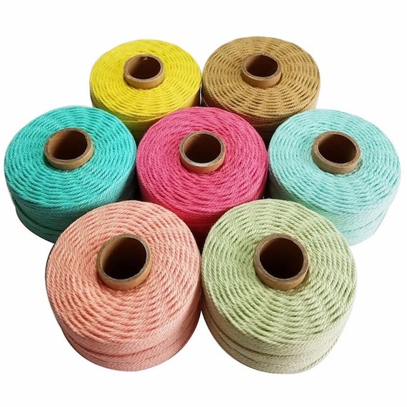 100% Natural Cotton Coloured Macrame Cotton Cord -  2mm, 80m (87yd) -  11 Colours