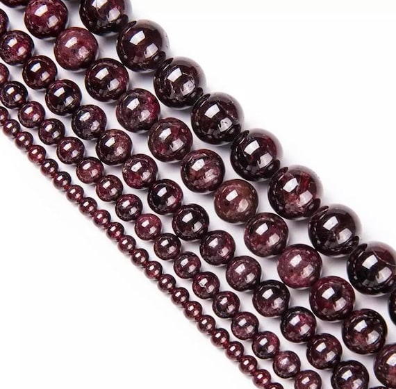 Purple Garnet Beads - Round Natural Stone - 4, 6, 8, 10mm