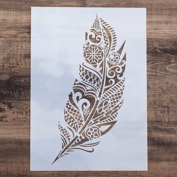 Feather Wall Stencil A4 - Reusable Stencil - DIY Home Decor