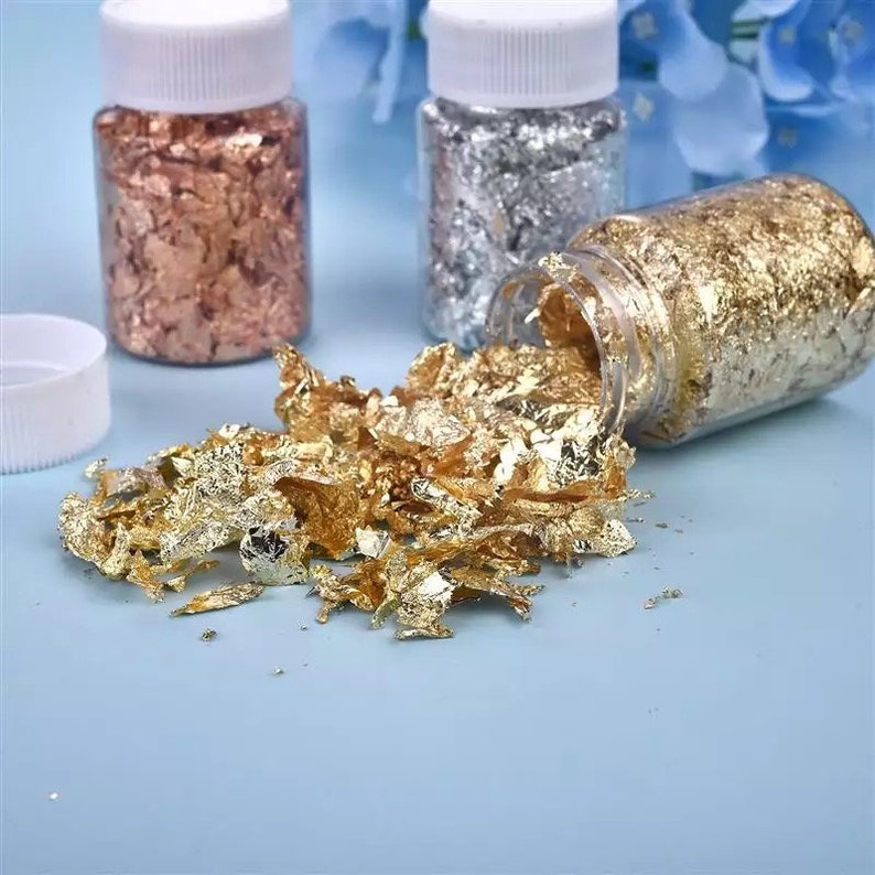 Gold Leaf Flakes Silver Rose Gold Filler for Epoxy Resin Etsy