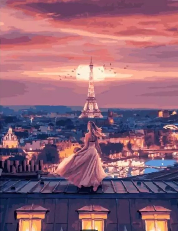 Paint by Numbers Kit - DIY Painting Kit - Gift Idea - French Landscape, Paris #3 - 3 Sizes