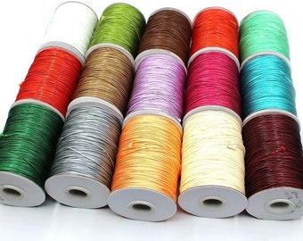 1.5mm Waxed Polyester Cord 15m - Macrame Knotting String - Jewellery Making - 17 Colours