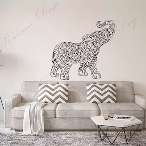 Elefant Wandtattoo - Vinyl Wandaufkleber - Wieder ablösbare Wandkunst für die Heimdekoration
