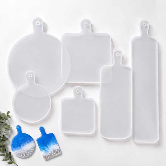 Serving Board Silicone Moulds for Resin, 6 Styles Epoxy Resin Molds for DIY Decorative Boards, Charcuterie Tray Casting Mould