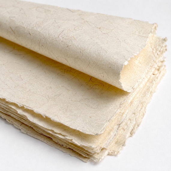 Mulberry Paper 10 Sheets, Large Handmade Paper, Natural Calligraphy & Wrapping Paper, Rough Edge Art Sheets 34x68 34x136cm