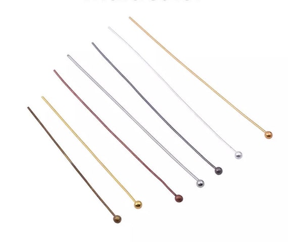 Ball Head Pins 200pcs 7 Colours - 16-50mm - Jewellery Headpins Gauge 25