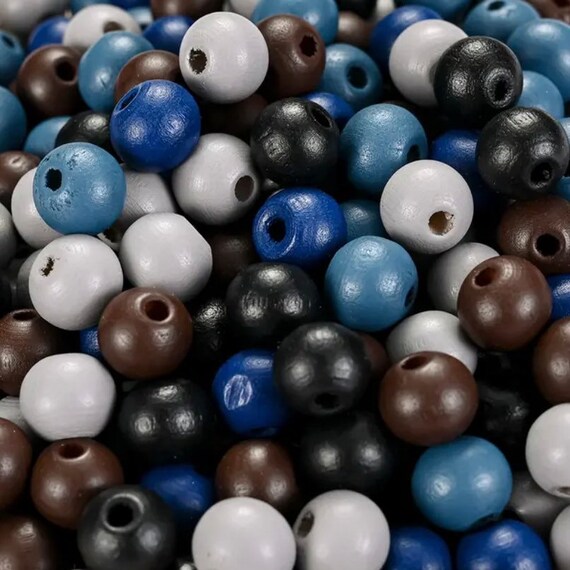 50 Pack 10mm Coloured Wood Beads
