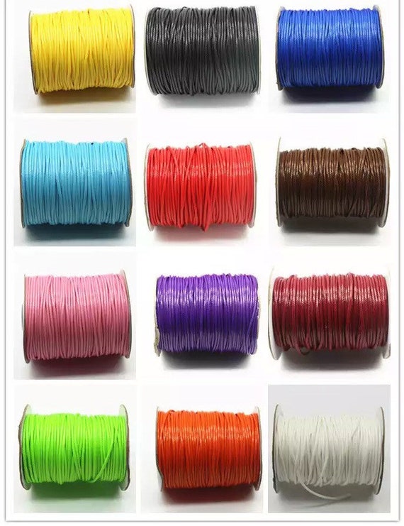 2mm Waxed Jewellery Cord - Craft String 100yd (91m) - 18 Colours