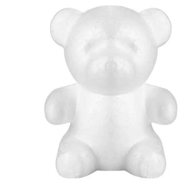 1 Wedding Foam Teddy Bear Shaped Round Nose Styrofoam Polystyrene Arts and Crafts Blank White DIY Mould Scultpture for Party Decorations 20cm x 13cm Floral Arrangements 