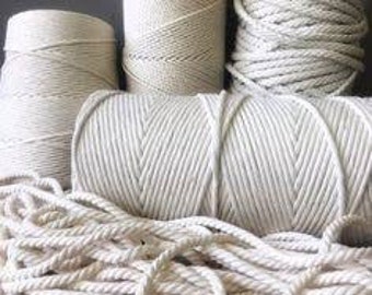 4mm Twisted Macrame Cord 1kg - 160m 3 Ply Cotton Rope - Off White