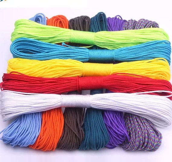 Coloured Paracord 2mm 15, 30m Length Survival Bracelet Cord Jewellery  Supply Macrame Craft 