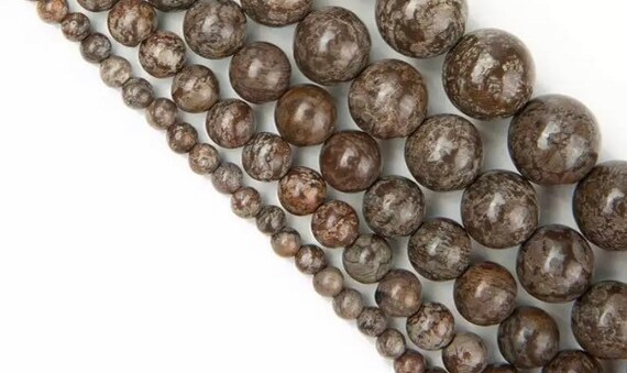 Brown Snowflake Beads - Round Natural Stone - 4, 6, 8, 10mm