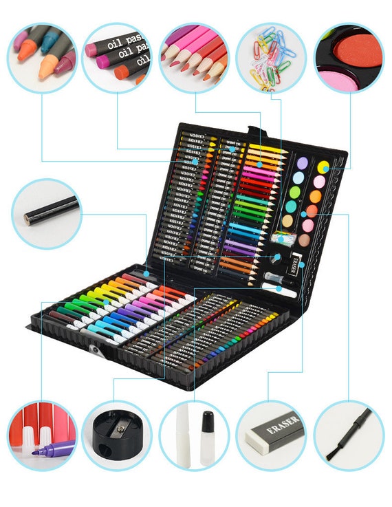 Kids Art Supplies 208Pieces Drawing Art Kit With Double Sided