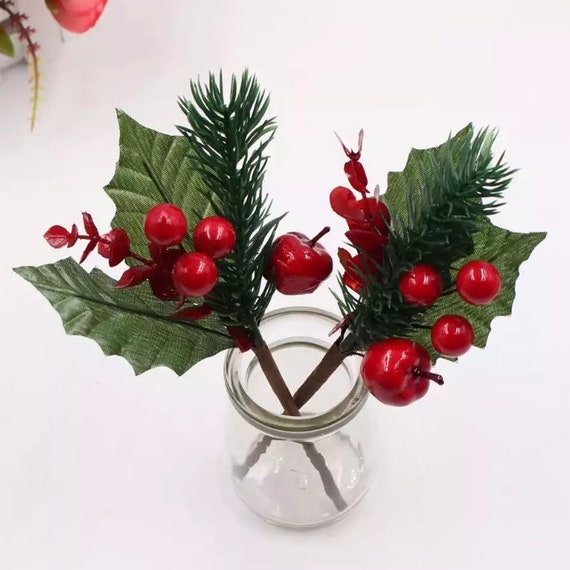 5 Pack Artificial Holly Branches - Christmas Decor - DIY Wreath Making - Flower Arrangement - model 2