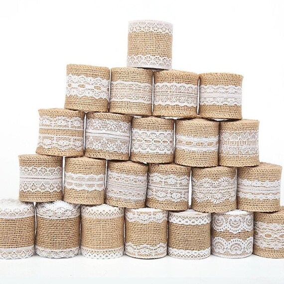 5cm Thick Burlap Ribbon 2m - Wedding Party Decoration - Hat Making Supply - Vintage DIY Decor