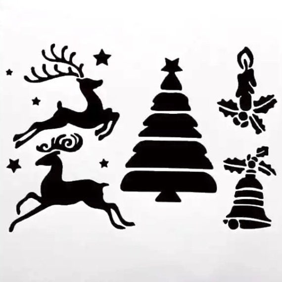 Christmassy Window Stencil - Reusable Plastic Stencil - DIY Home Decor
