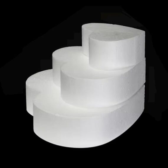 White Styrofoam Heart Cake Dummy 4-8 Inch - Polystyrene Foam Shapes - Cake Making