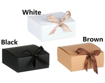 10 Pack Gift Boxes With Ribbon - Christmas Kraft Boxes - 3 Colours