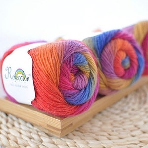 100% Merinowolle Rainbow Garn - 50g, 180m, Super Soft Strickgarn - Farbe 6