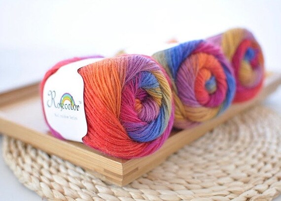 100% Merino Wool Rainbow Yarn - 50g, 180m, Super Soft Knitting Yarn - Colour 6