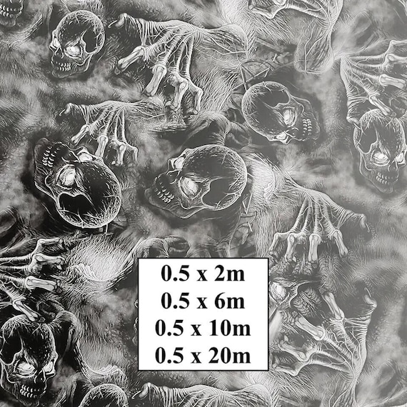 Hydrographic Water Transfer Film - Hydrographic dipping - Water Dipping Film - Hydro Dipping Print Skulls & Hands