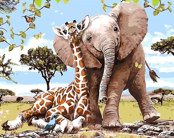 Paint by Numbers Kit - DIY Painting Kit - Gift Idea - Goofy Animals - 3 Sizes
