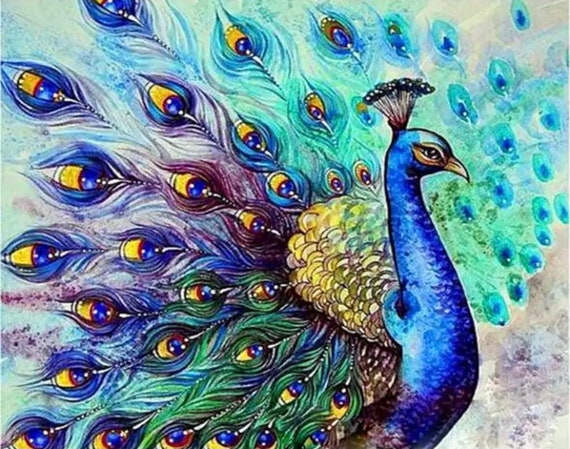 Paint by Numbers Kit - DIY Painting Kit - Gift Idea - Peacock - 3 Sizes