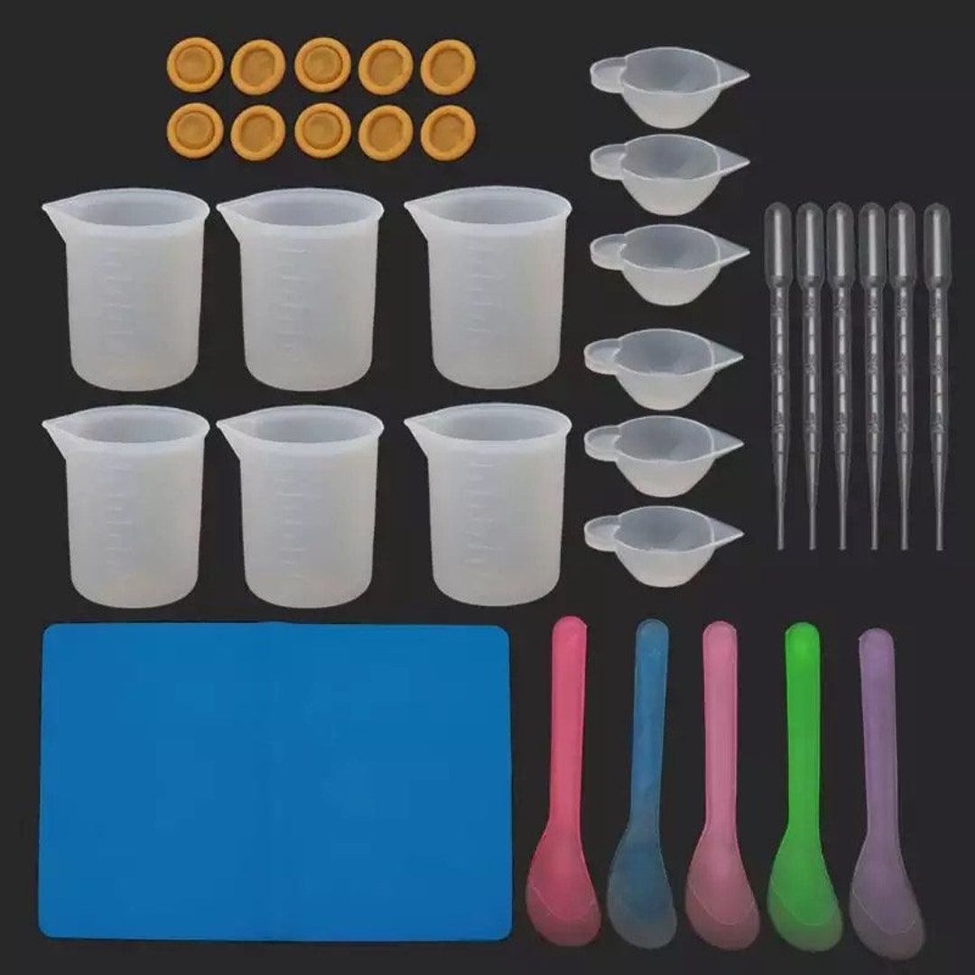Silicone Mixing Cups for Resin Resin Silicone Measuring Cups 100ml Epoxy  Resin Mixing Cups With Silicone Mat Silicone Stir Stick 