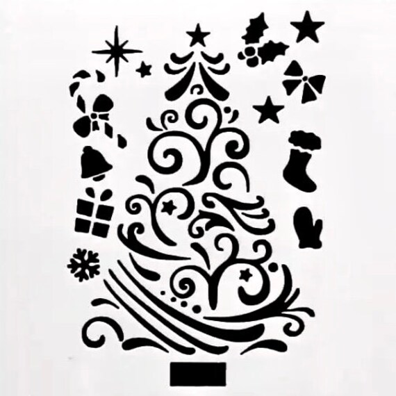 Christmas Tree Window Stencil - Reusable Plastic Stencil - DIY Home Decor