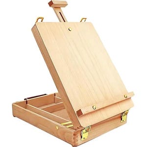 Wooden Tabletop Easel for Painting – Adjustable Beech Wood Art Stand with Storage for Artists, Beginners, Students & Sketching