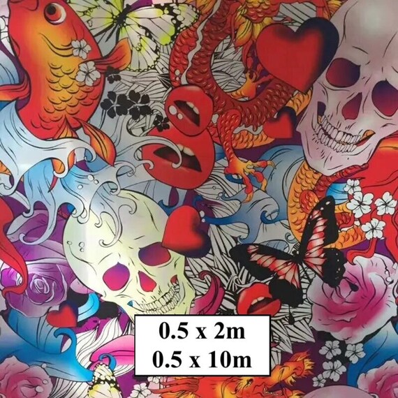 Hydrographic Water Transfer Film - Hydrographic dipping - Water Dipping Film - Hydro Dipping Print Colourful Skulls