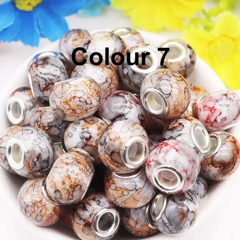 5mm Hole Round Glass Beads 10 Pack Large Hole Bead for Macrame